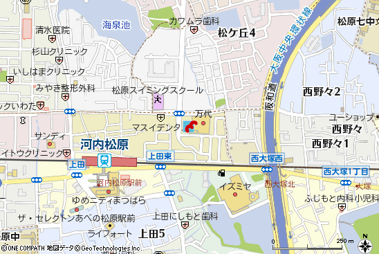 松原上田店付近の地図